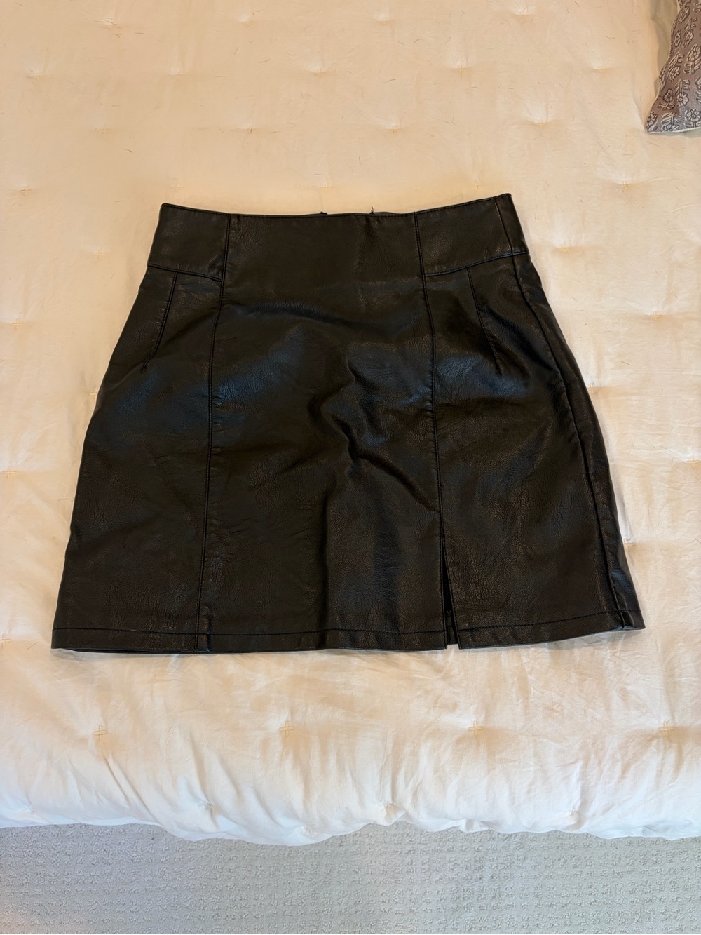 Topshop Black Faux Leather A-Line Mini Skirt